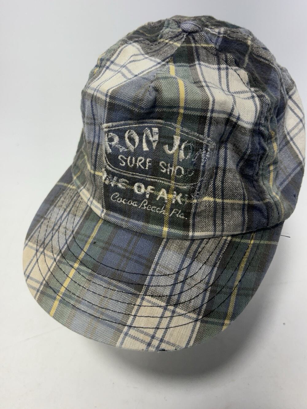Vintage Ron Jon Surf Shop Plaid Hat Made In USA Cocoa Beach Florida Cap